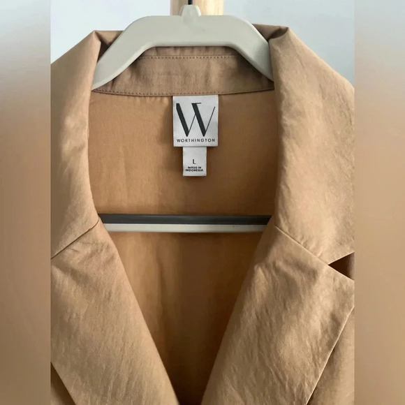 Worthington V-Neck Cap Sleeve Blouse, Women's Size Large Beige NEW MSRP $40 - Picture 3 of 6